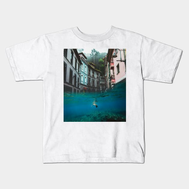 Water Town Kids T-Shirt by sherifarts